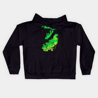 Cobra and Flowers - Green Kids Hoodie